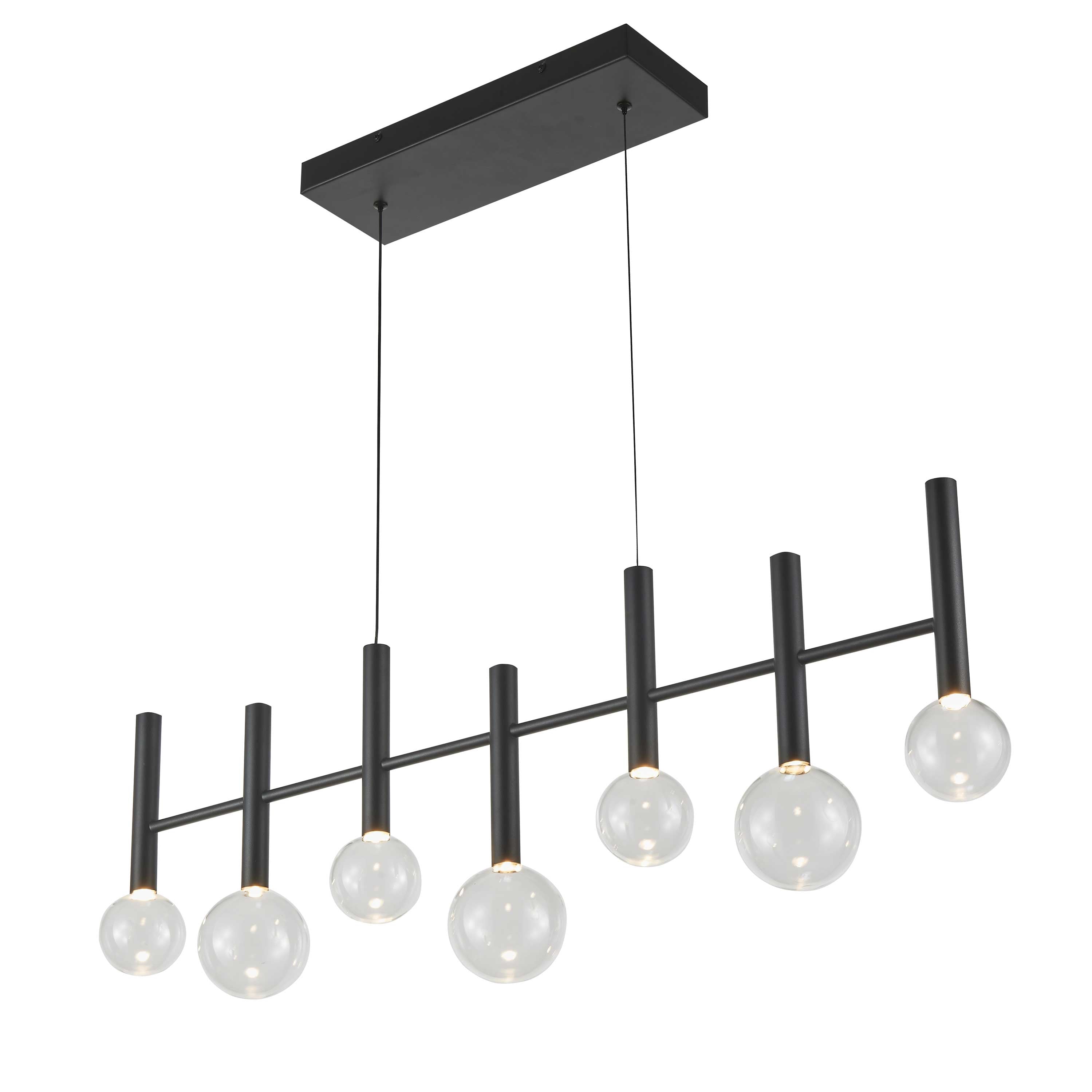 TERRA Luminaire suspendu noir et verres clairs 38 1/2''L AC6857BK