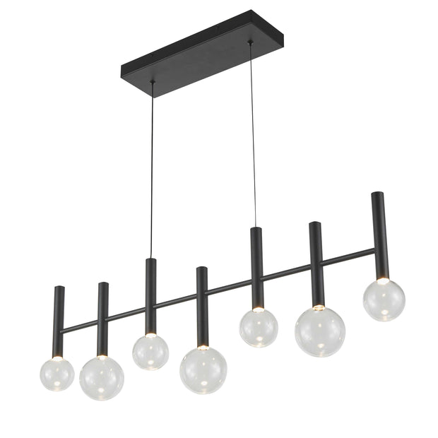 TERRA Luminaire suspendu noir et verres clairs 38 1/2''L AC6857BK