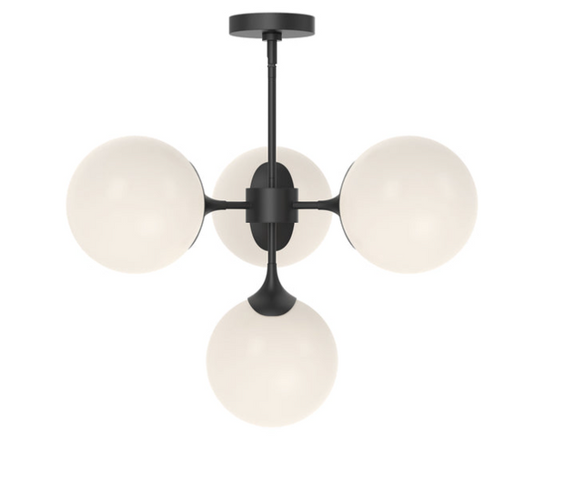 NOUVEAU luminaire suspendu 26"D noir verre blanc CH505426MBOP