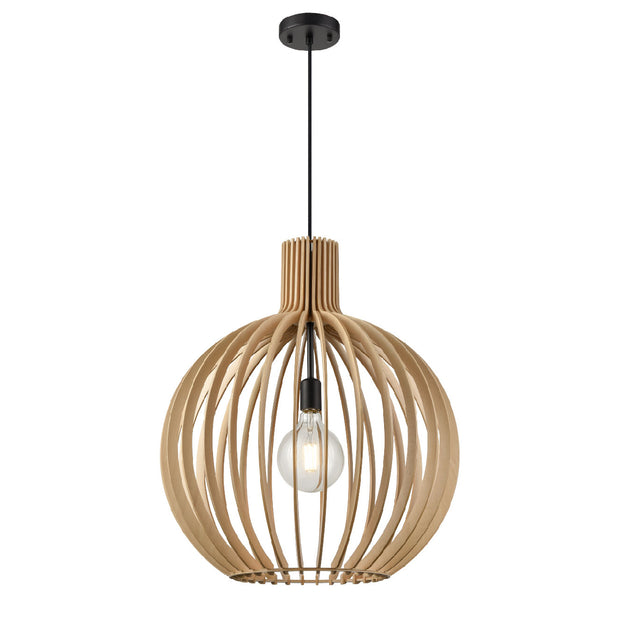 NAHANNI luminaire suspendu noir et bois naturel | Luminaire Plus.ca