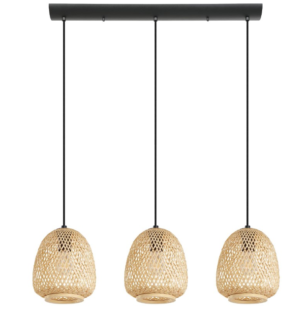 DEMBLEBY luminaire suspendu noir et rotin 43262A | Luminaire Plus.ca