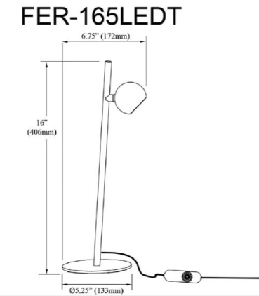 FERNANDA lampe de table 16''H doré FER-165LEDT-AGB