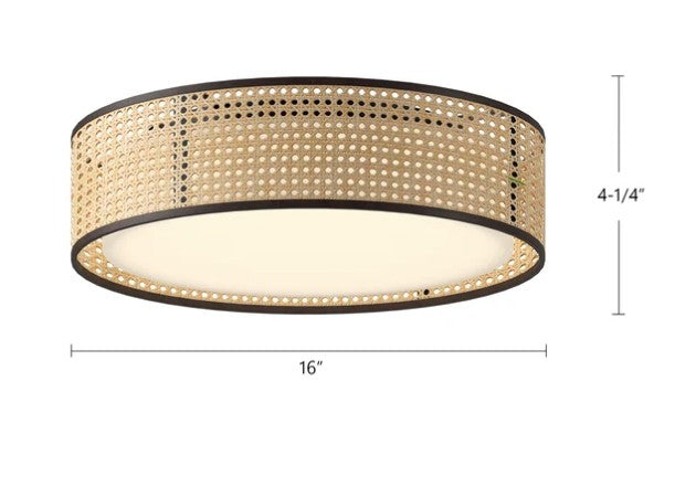 LYLA luminaire plafonnier 16"D rotin FM479016RB
