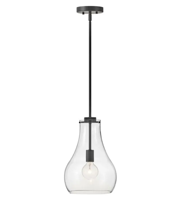 FRANKIE luminaire suspendu noir et verre clair 83117BK| Luminaire Plus.ca