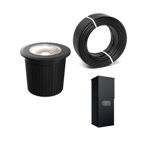 Ens. de luminaire encastré au sol incluant transformateur 300W fini noir 3'' D