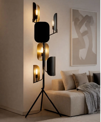 ZYRIC lampe de plancher noir et doré IFL2280B67BKG