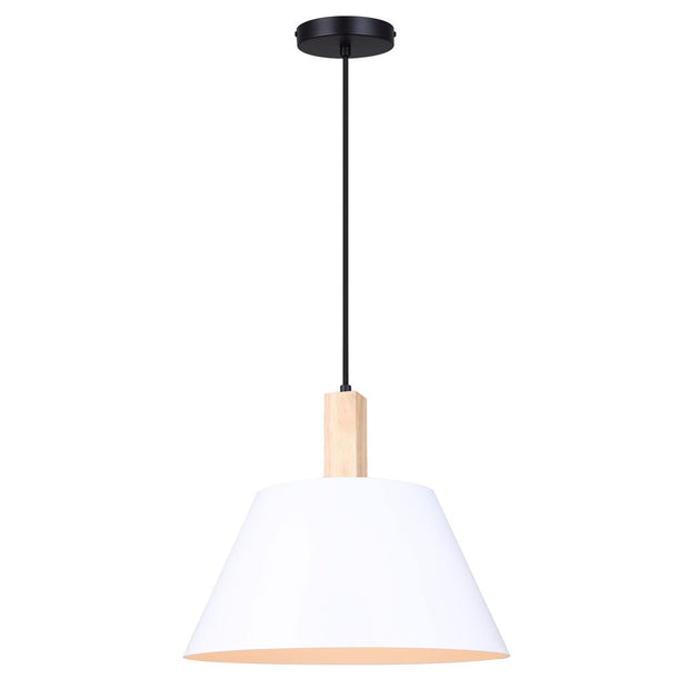 HARLYN luminaire suspendu blanc et bois IPL1124A01BWW | Luminaire Plus.ca