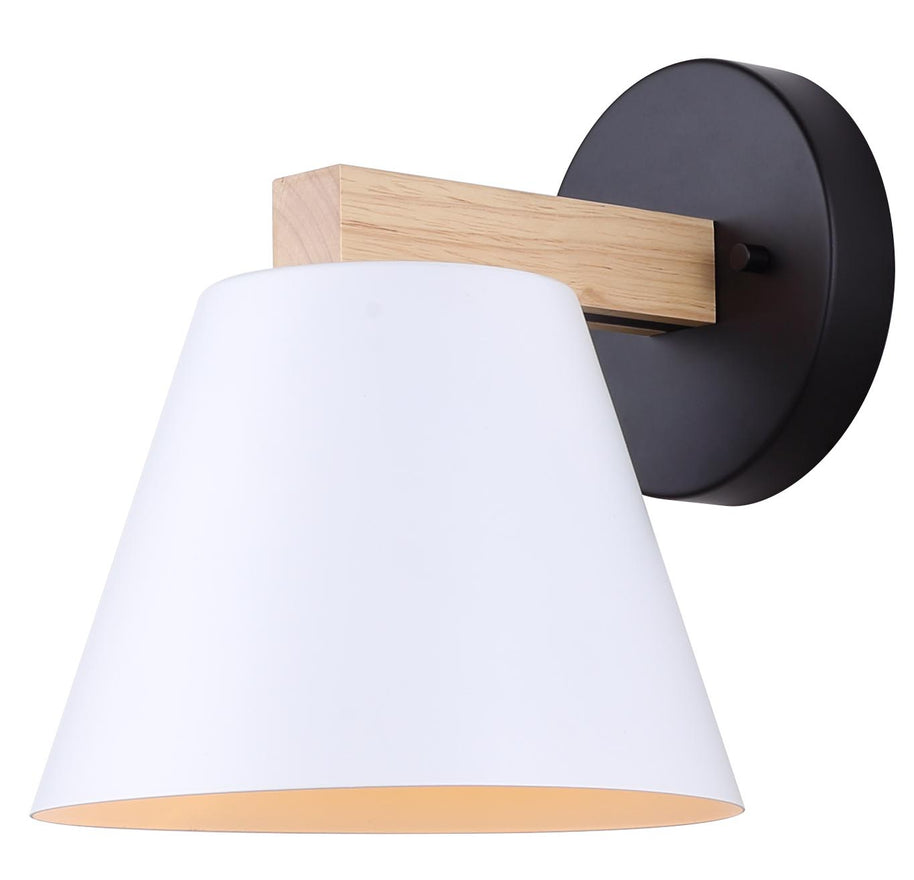HARLYN luminaire mural blanc et bois IVL1124A01BWW | Luminaire Plus.ca