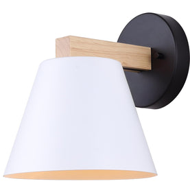 HARLYN luminaire mural blanc et bois IVL1124A01BWW | Luminaire Plus.ca