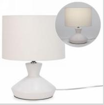 Lampe de table base blanche/abat-jour blanche | Luminaire Plus.ca