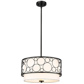 KENDALL luminaire suspendu rond métal noir et abat-jour blanc | Luminaire Plus.ca