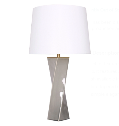 SPLENDOR lampe de table 28''H grise LL2028