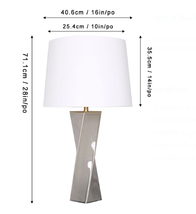 SPLENDOR lampe de table 28''H grise LL2028