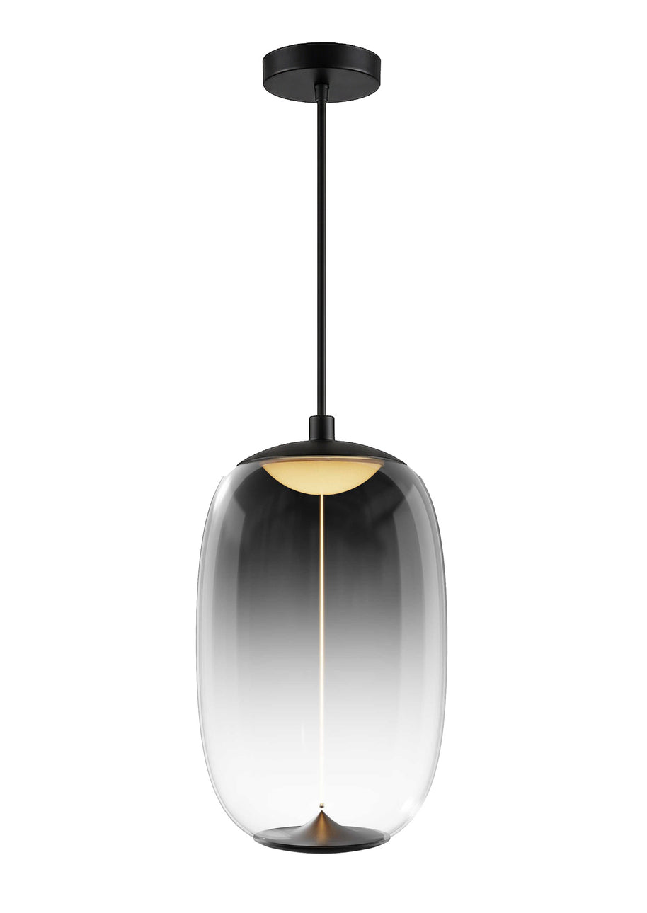 Luminaire suspendu bas noire fini fumé 10''D LPC-WG200B1+HP-1-BK