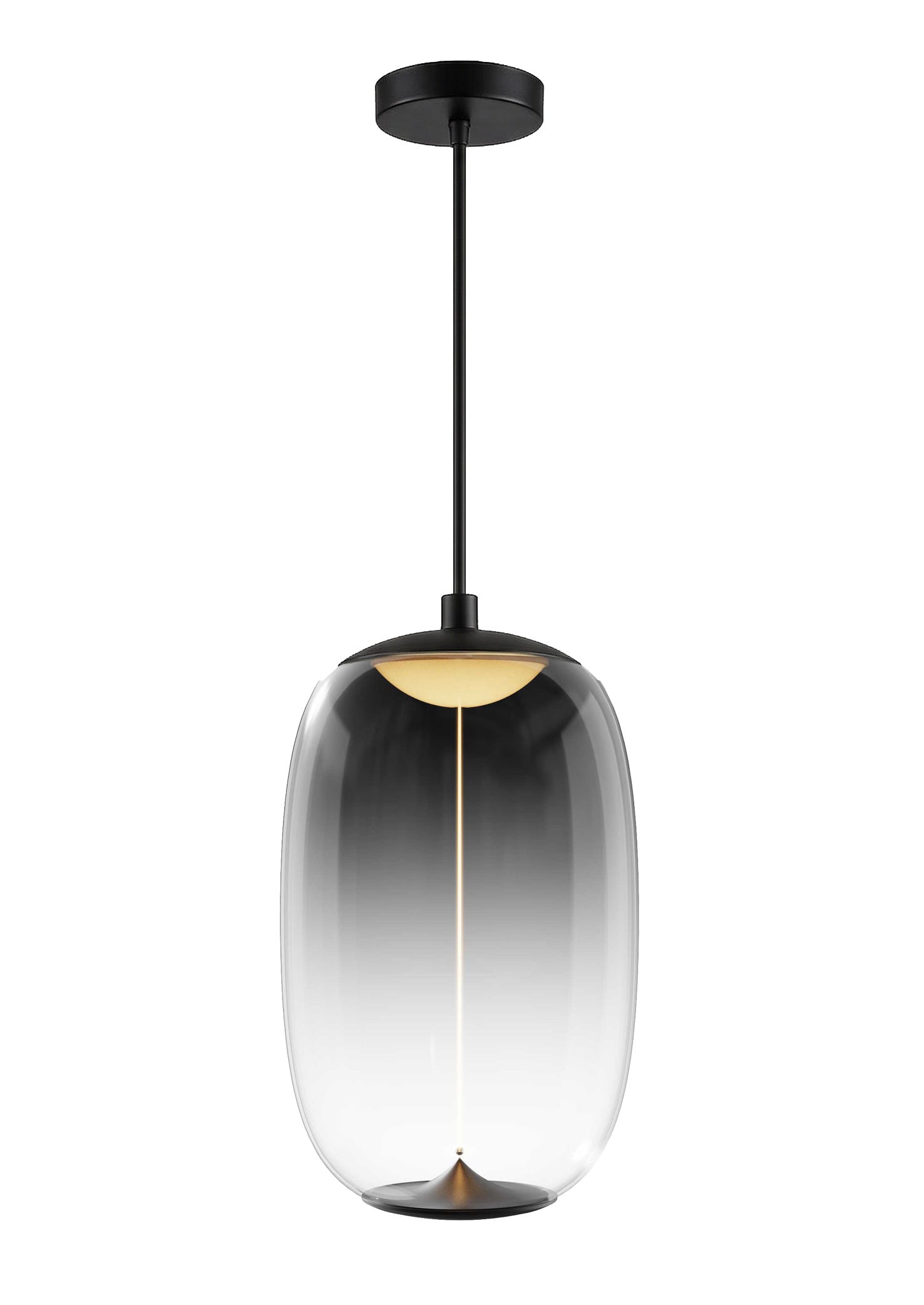 Luminaire suspendu bas noire fini fumé 10''D LPC-WG200B1+HP-1-BK