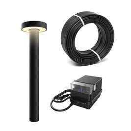 Ens. de luminaire paysager extérieur incluant transformateur 60W fini noir 20''H