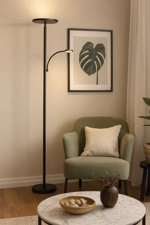 Lampe de plancher DEL noir mat ou blanche 70''H MF18805