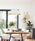 OFELIA Luminaire suspendu blanc et doré 16" ou 20"D | Luminaire Plus.ca