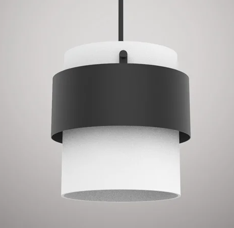 GRACE luminaire suspendu 7"D noir et verre blanc P1404-BK-WH