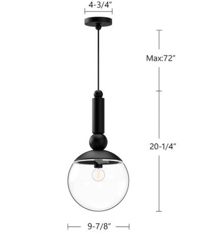 DELILAH luminaire suspendu noir et verre PD560510MBCL