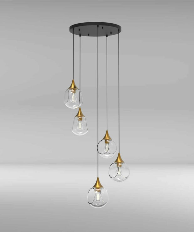 INSPIRE luminaire suspension 24"D PF274-5LPA-BLK/BRS | Luminaire Plus.ca