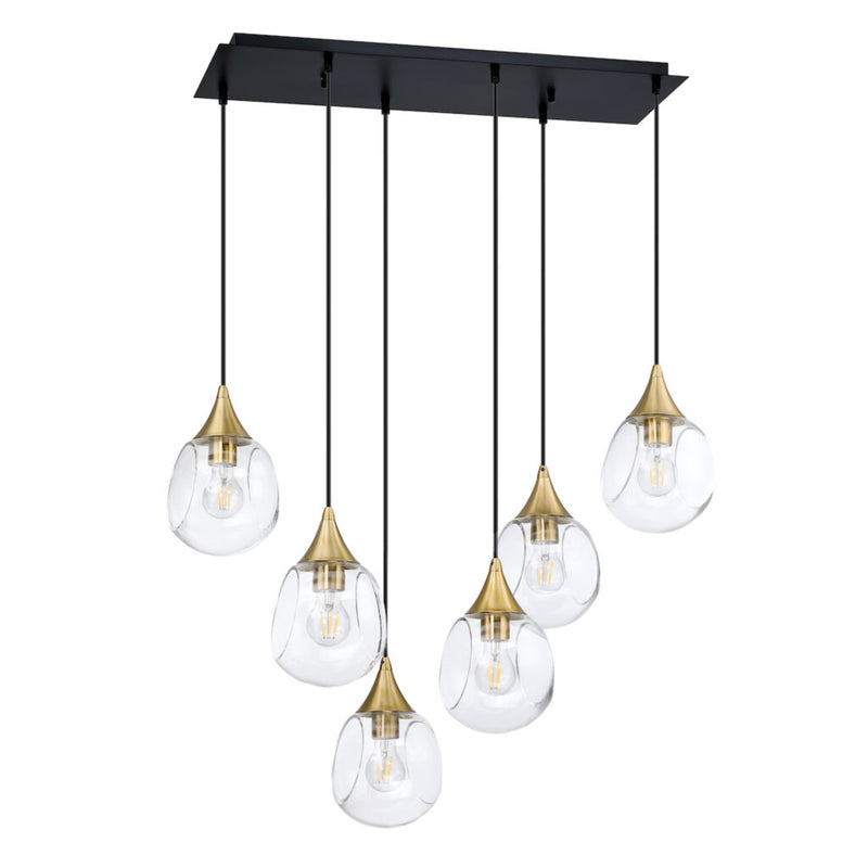INSPIRE luminaire suspension 32"L  PF274-6LRT-BLK/BRS | Luminaire Plus.ca
