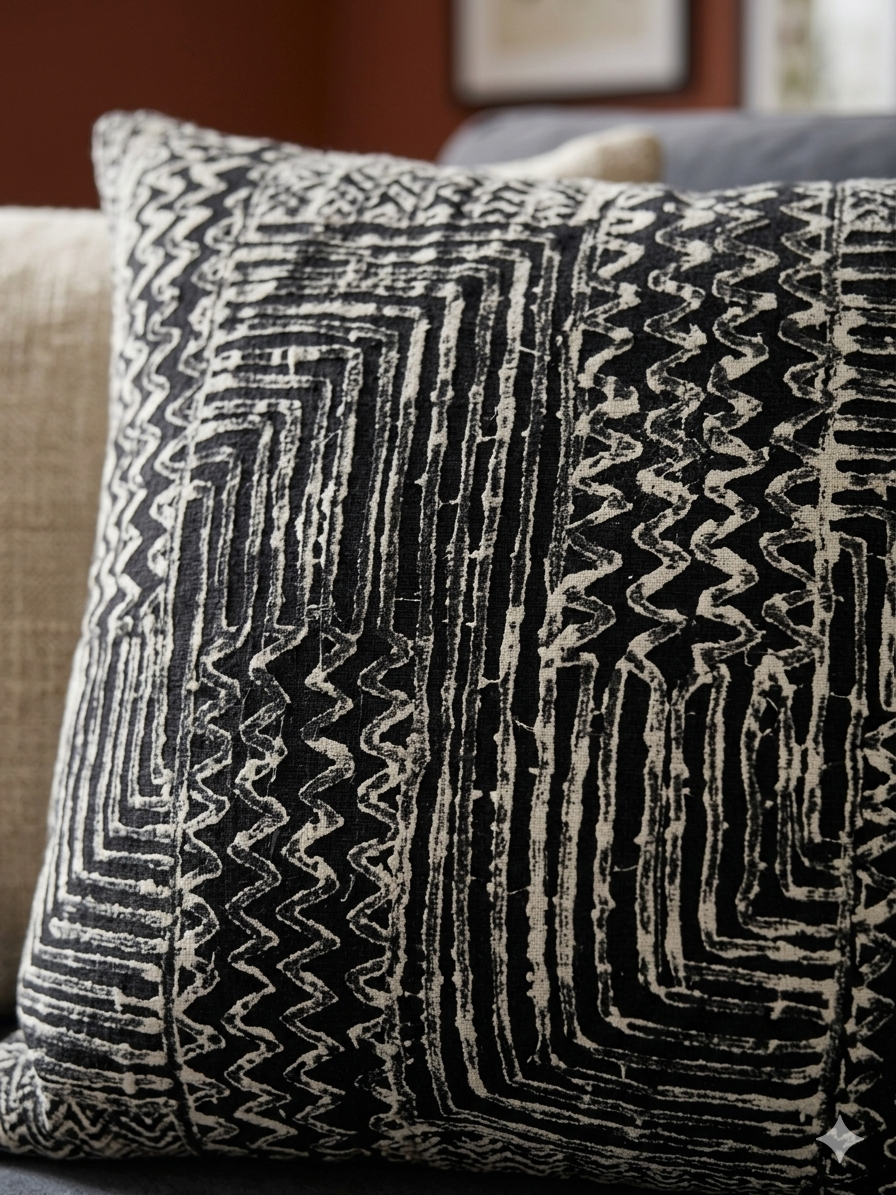 COUSSINS 20 X 20 noir et blanc / ensemble de 2