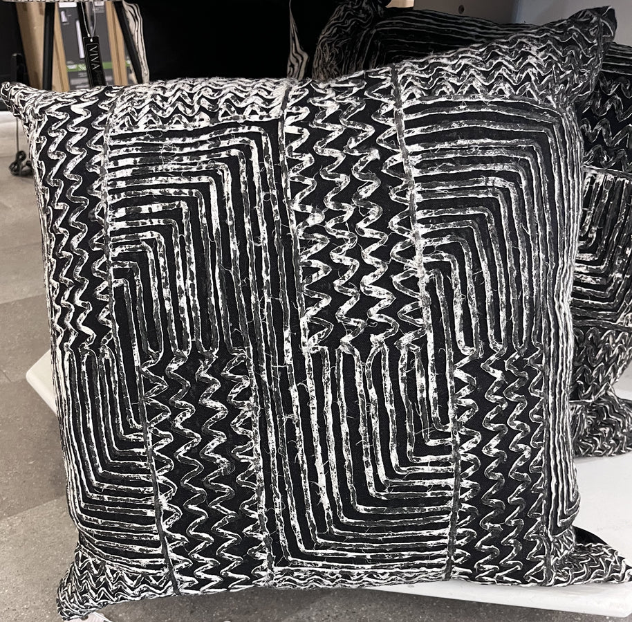COUSSINS 20 X 20 noir et blanc / ensemble de 2