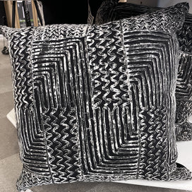 COUSSINS 20 X 20 noir et blanc / ensemble de 2