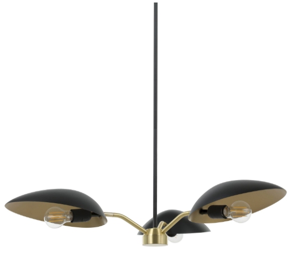 LINDMOOR luminaire suspendu noir et laiton brossé 205764A | Luminaire Plus.ca