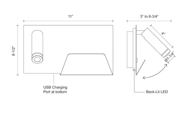 DORCHESTER luminaire mural noir WS16811L-BK