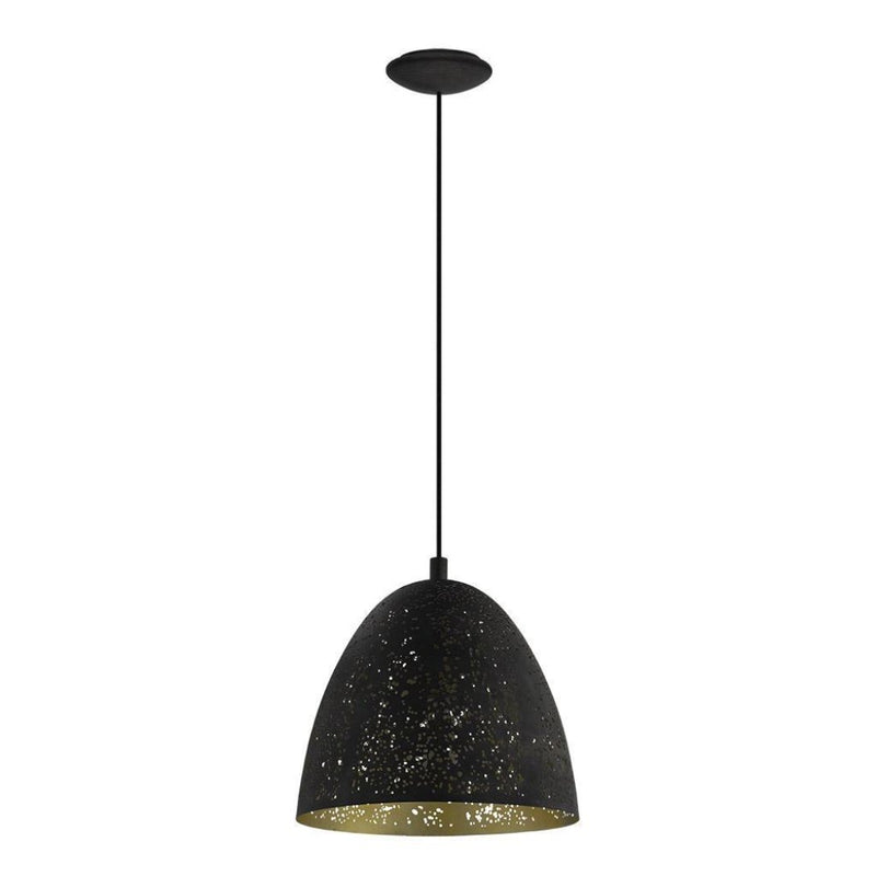 Eglo Safi luminaire suspendu simple 11" noire mat avec intérieur doré 202079A