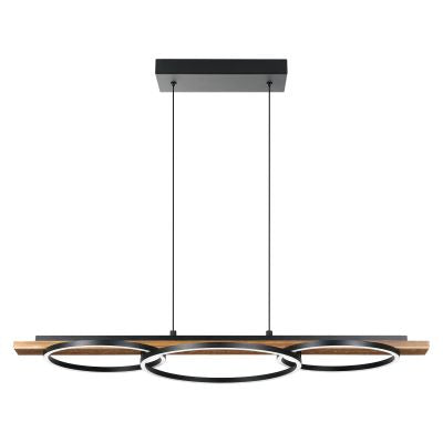 BOYAL luminaire suspendu noir et bois 204922A