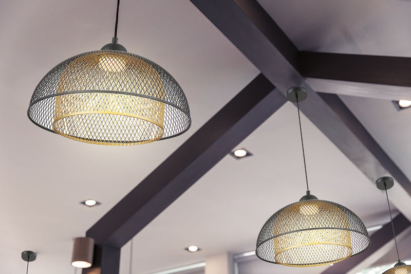 KENMORE luminaire suspendu noir et doré 35945-017 | Luminaire Plus.ca