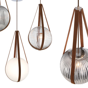 ROSEMOUNT luminaire suspendu cuir brun 35990-024 | Luminaire Plus.ca