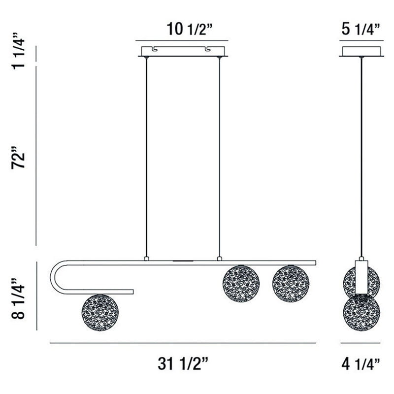 Eurofase PHILLIMORE luminaire suspendu verre et doré 37350-017