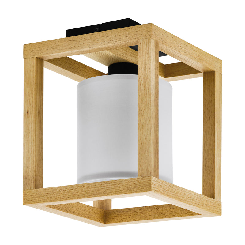 GRANADOS luminaire plafonnier noir et bois 390097A