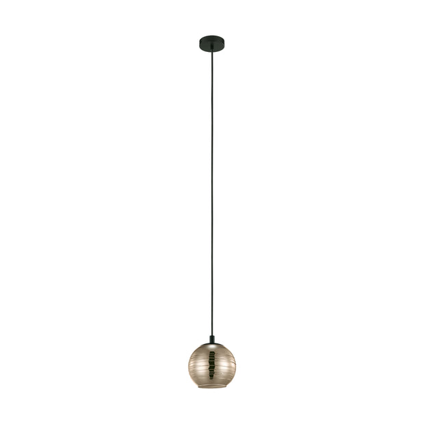 LEMORIETA luminaire suspendu noir et verre fumé or 39684A| Luminaire Plus.ca