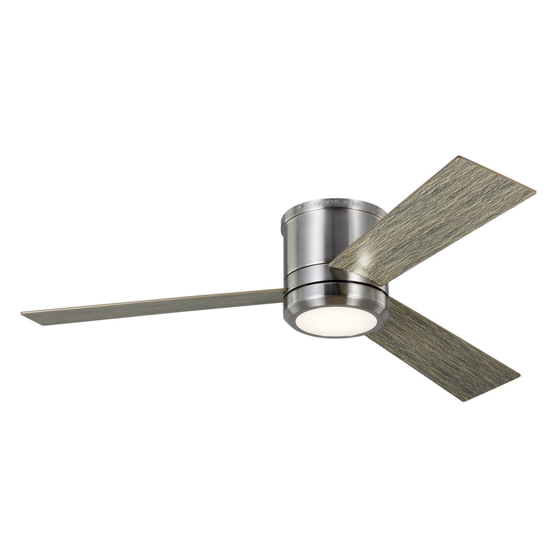 CLARITY LVI ventilateur 56" nickel brossé et effet bois gris 3CLMR56BSLGD-V1 | Luminaire Plus.ca