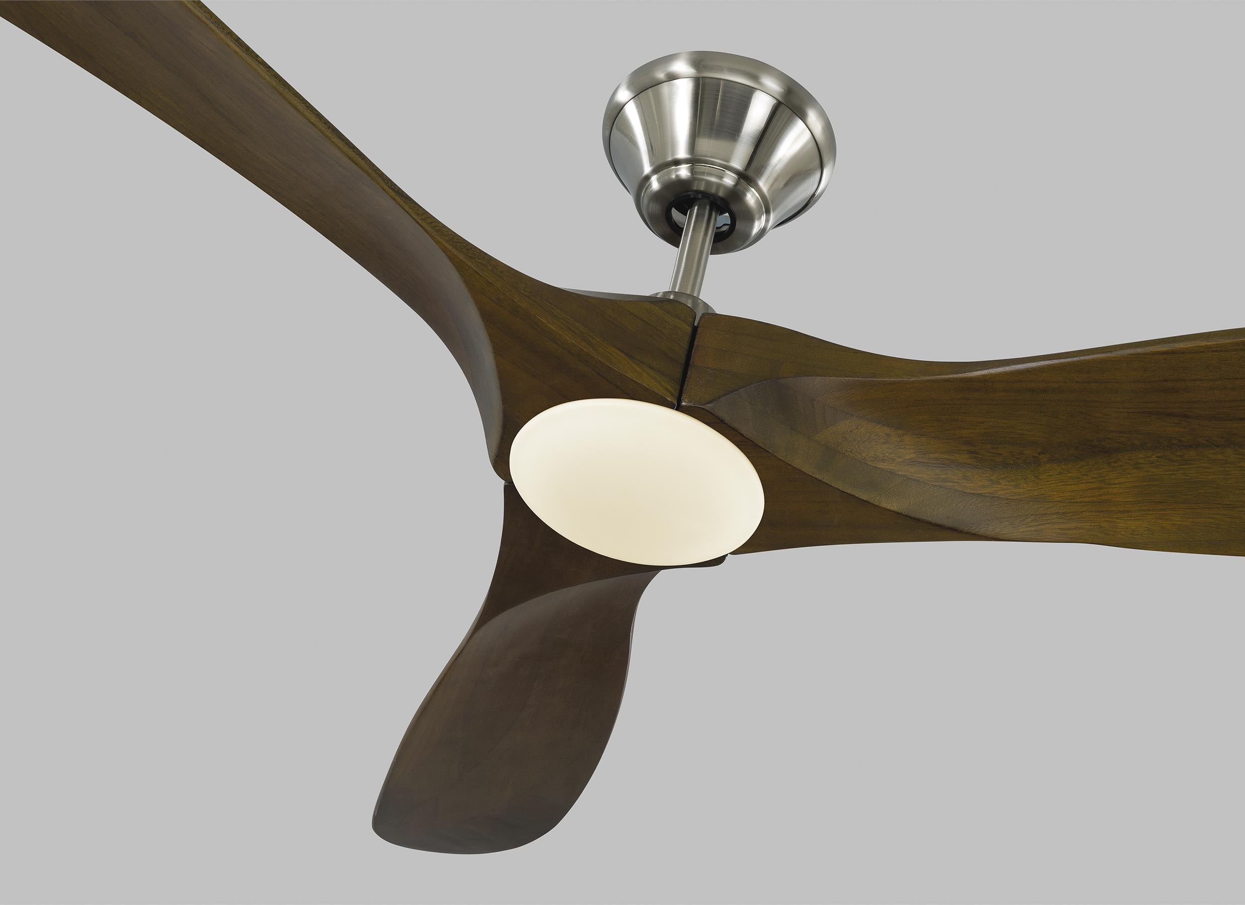 MAVERICK ventilateur nickel brossé et effet bois 3MAVR52BSKOAD | Luminaire Plus.ca
