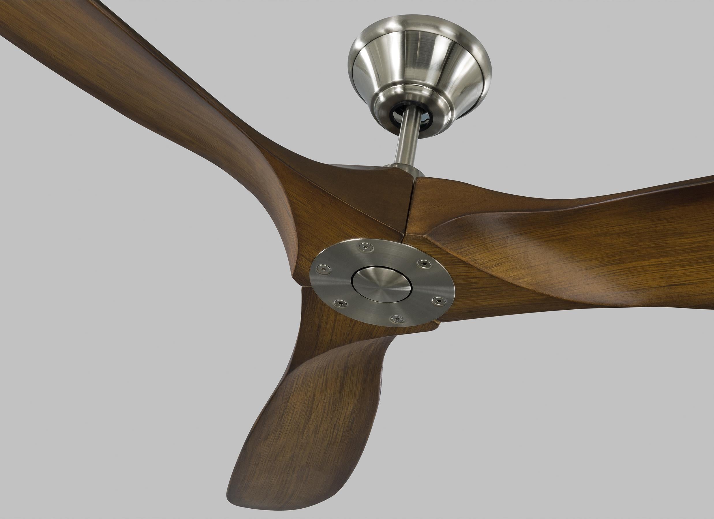 MAVERICK ventilateur nickel brossé effet bois 3MAVR52BSKOA | Luminaire Plus.ca