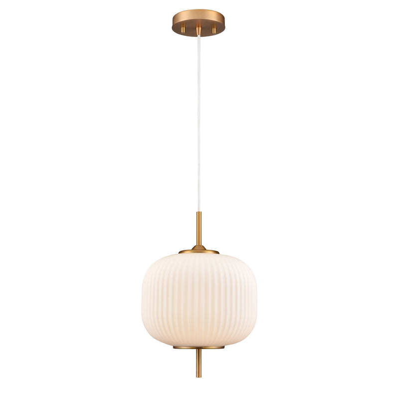 MOUNT PEARL luminaire suspendu doré et verre opalin| Luminaire Plus.ca