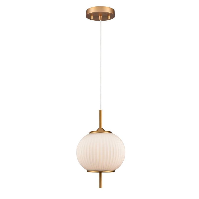 MOUNT PEARL luminaire suspendu doré et verre opalin| Luminaire Plus.ca