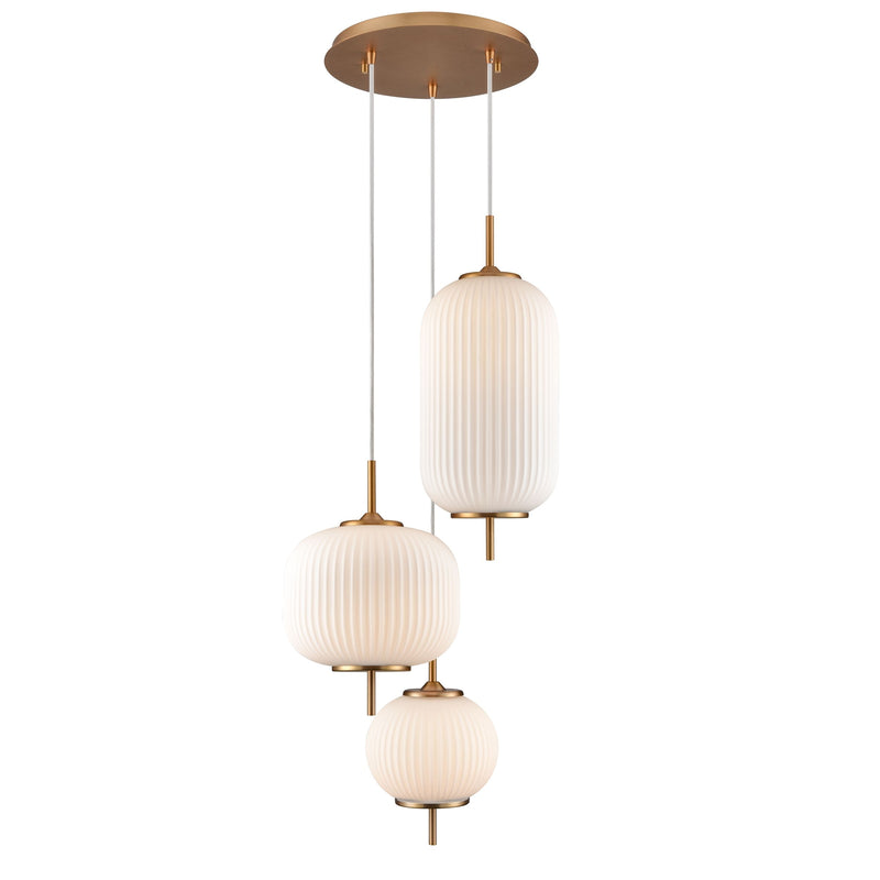 MOUNT PEARL luminaire cascade doré et verre opalin | Luminaire Plus.ca