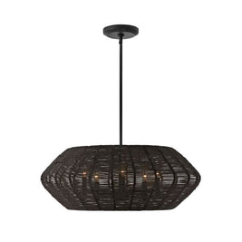 LUCA luminaire suspendu noir en rotin 40384BLK | Luminaire Plus.ca