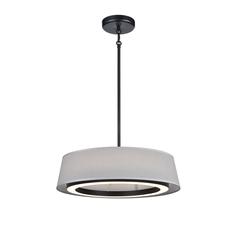 CELENE luminaire suspendu noir et abat jour lin gris DVP41008EB+GY-CCT | Luminaire Plus.ca