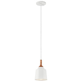 DANIKA luminaire suspendu blanc et bois 43682WH | Luminaire Plus.ca