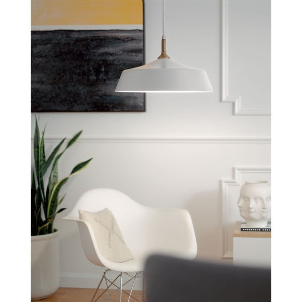 DANIKA luminaire suspendu blanc et bois 43683WH