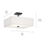 SHAILENE luminaire plafonnier noir et tissu blanc 43693BK