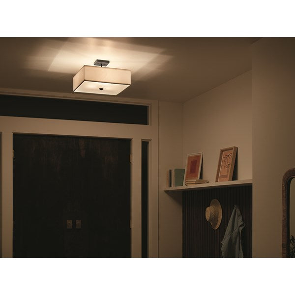 SHAILENE luminaire noir et tissu blanc 43693BK | Luminaire Plus.ca